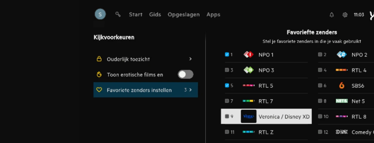 favoriete zenders via kijkprofiel
