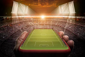 voetbalstadion met telefoon